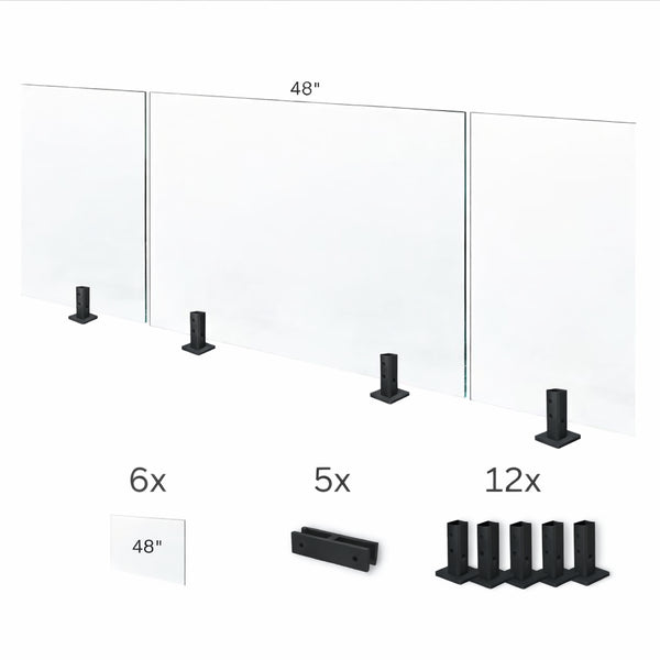 Tempered Glass Fence Gate Kit - 12mm Clear — Six-Panel Kit
