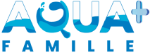 Logo of Aqua Famille with blue text on a white background