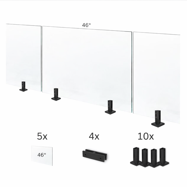 Tempered Glass Fence Kit - 12mm Clear — Five-Panel Kit (20 Feet)