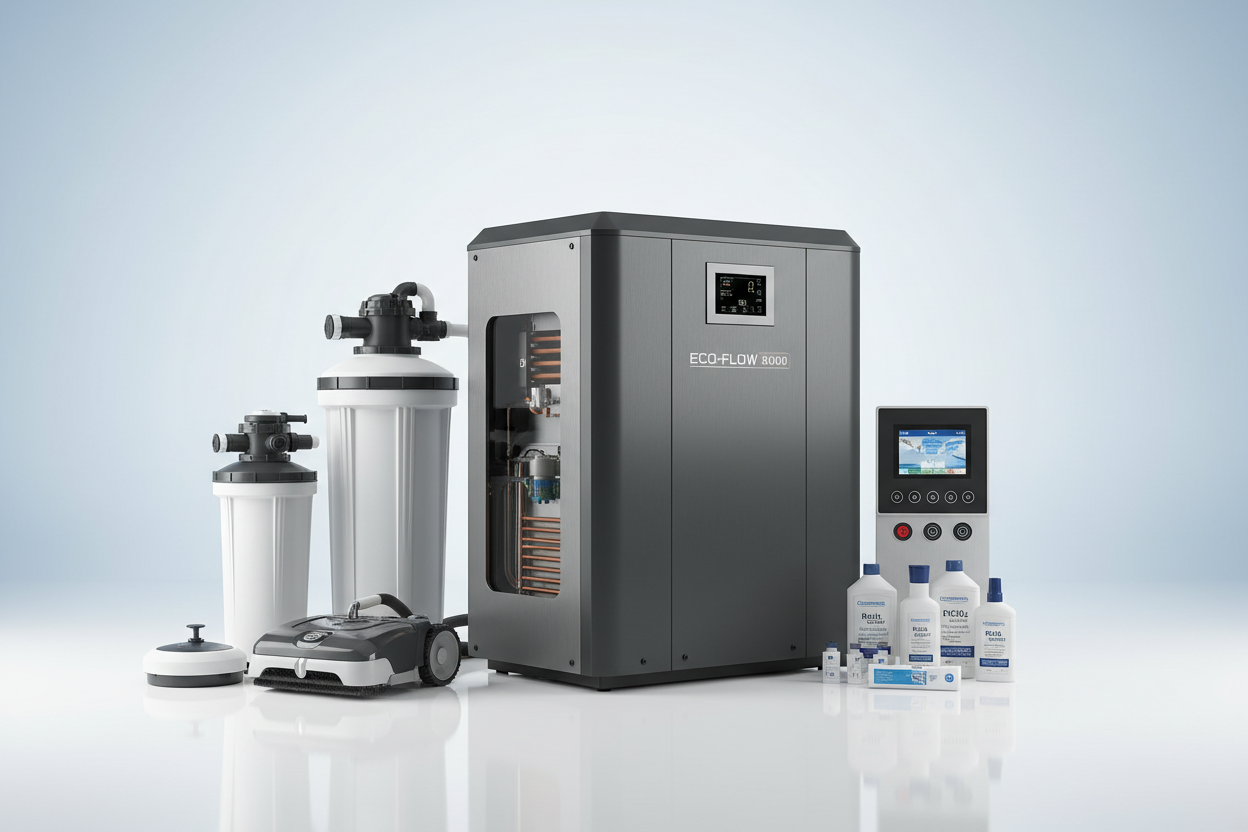 pool and spa products in a glance, like heat pumps